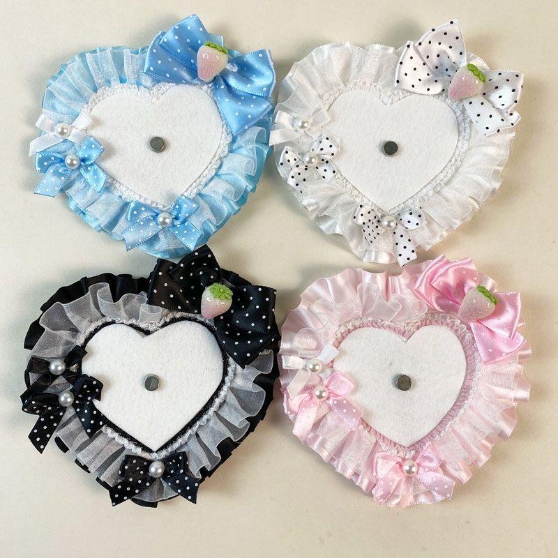 Badge Holder Heart Idol Photo Display Lace Bow Pearl  Ita Bag Accessories 58mm DIY Ita Bag Decoration Lolita Cosplay Accessorie