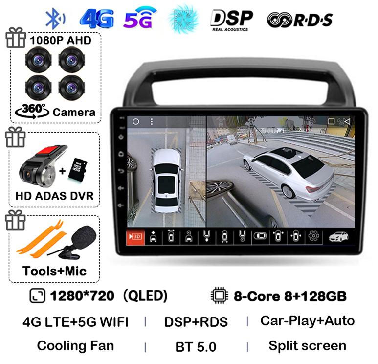 Android 14 WIFI+4G CarPlay Auto Car Radio For KIA Carnival VQ 2006 - 2014 Autoradio Multimedia Player Navigation GPS Stereo DSP