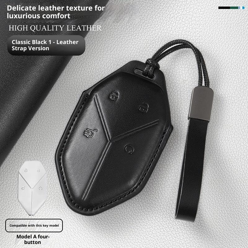Genuine Leather Car Key Case Cover Key Bag For BYD DM-I Formula Leopard 5 8 2024 2023 Protect Set Car Accessories