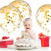 10 Pieces 18 Inch Glitter Confetti Balloons Paper Dots Confetti Shiny Latex Large Balloons for Birthday Wedding Party Decorations(Gold)