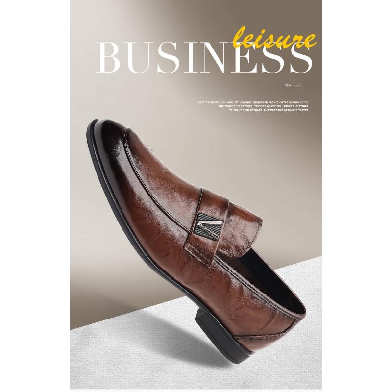 Men's Head Layer Cowhide Shoes, Shoes, Soft Bottom, Soft Surface Leather Stirrups Casual Men's Shoes, Breathable Thin Models of Single Shoes