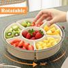 Divided Rotating Serving Tray with Lid and Handle Portable Snackle Box for Fruits Snacks Veggie Charcuterie Clear Snack Spinne