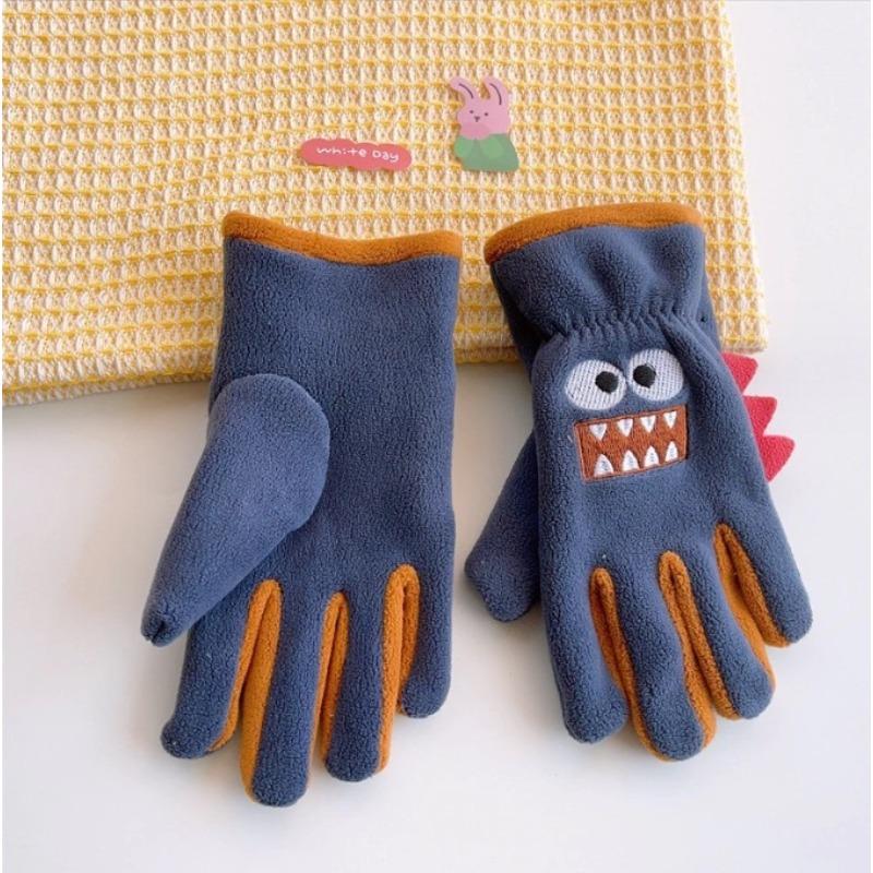 -Year-old Children's Gloves Winter Velvet Warm Windproof Cute Cartoon Boy Primary School Students Outdoor Antifreeze and Cold