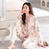 Pajamas Women's Cardigan Spring and Autumn Models Autumn Long-sleeved Cute Girl Models Ins Home Service