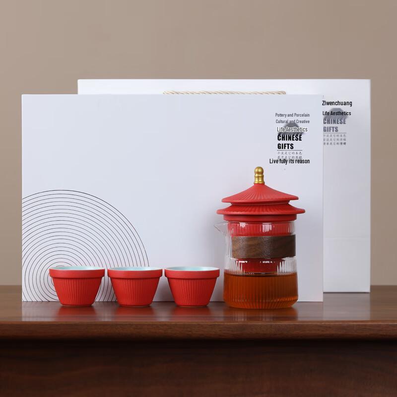 MULTIPOTENT Forbidden City Red Portable Tea Set