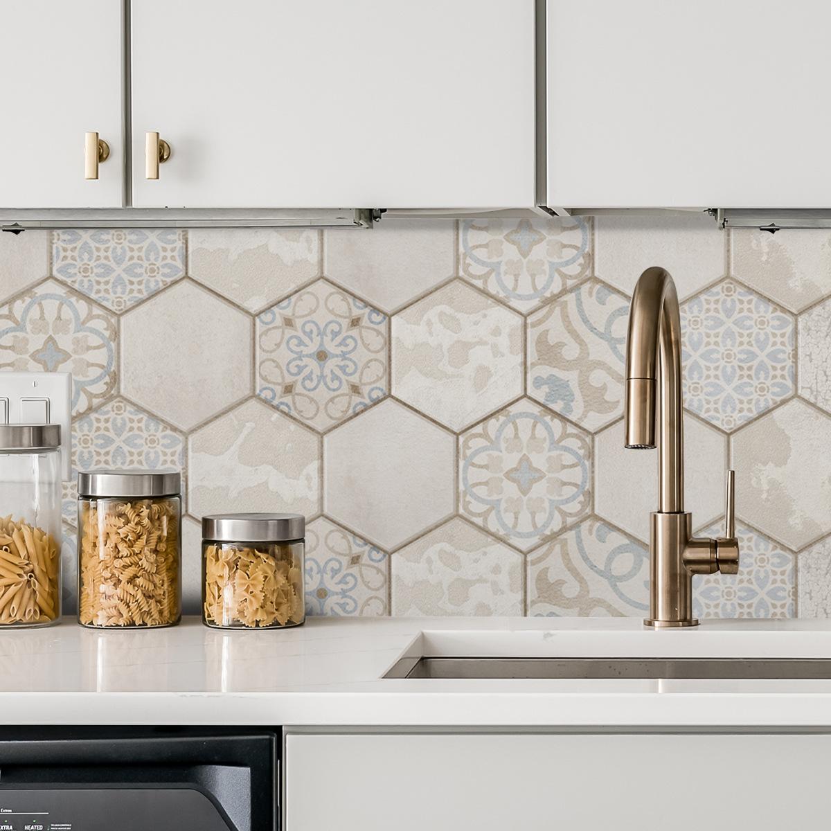 

Самоклеящаяся наклейка на стену Кухня и ванная комната Водонепроницаемые обои Кухонная маслостойкая наклейка Самоклеящаяся наклейка на плитку в средиземноморском стиле 30X120cm * 1 roll