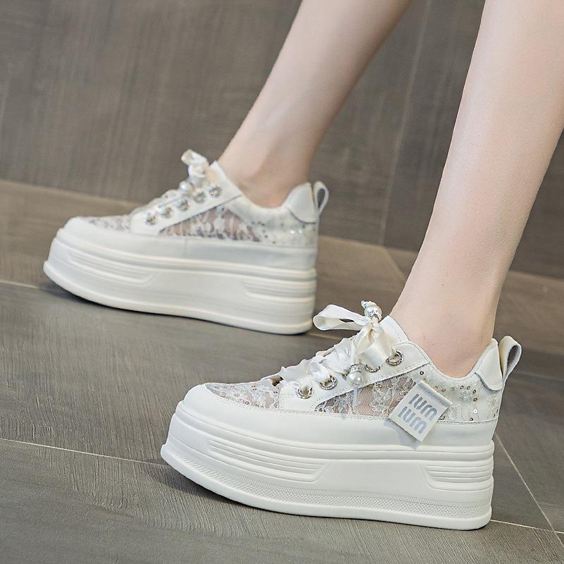 Inner Height Increase Small White Shoes Women's Breathable Summer New Mesh Thick-soled Muffin Board Shoes Women's Versatile