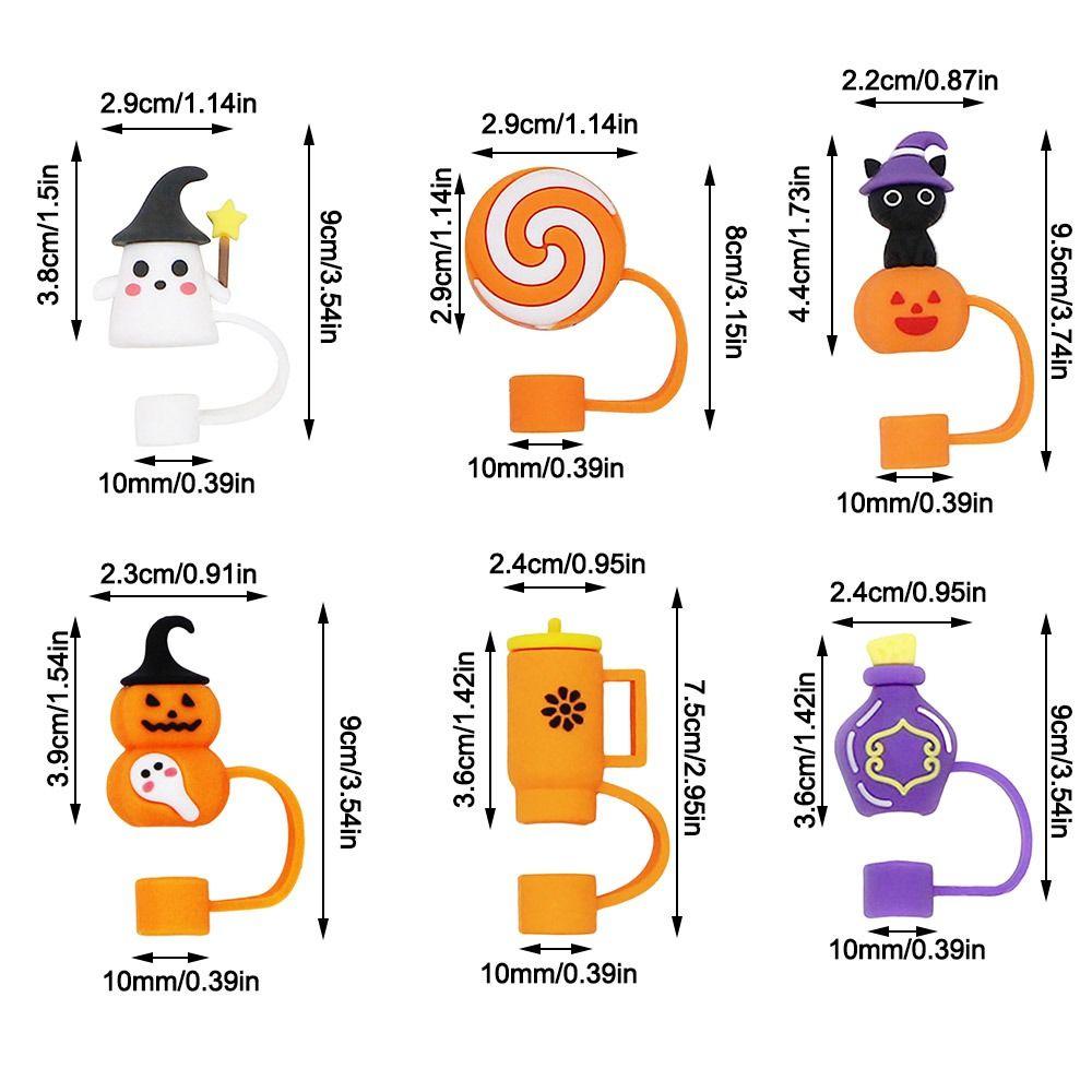 10mm Cute Halloween Straw Cap Silicone Splash-proof Straw Tips Cover Reusable Straws Accessories Straw Stoppers