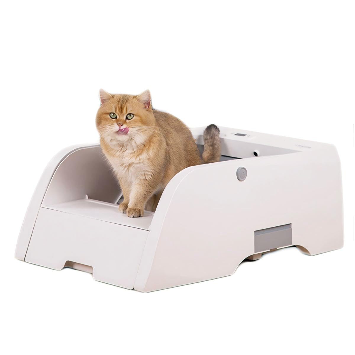 

Туалет для кошек Muadress Полностью автоматический туалет для кошек Автоматический туалет с крышкой Большой 5 л Большой вместимости Автоматическая очистка Без запаха Для нескольких кошек Открытая планировка