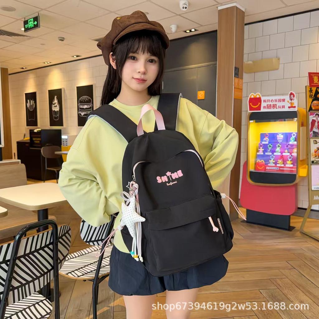 Schoolbag Japanese ins Spring outing versatile schoolbag niche design American retro large-capacity backpack travel lightweight backpack