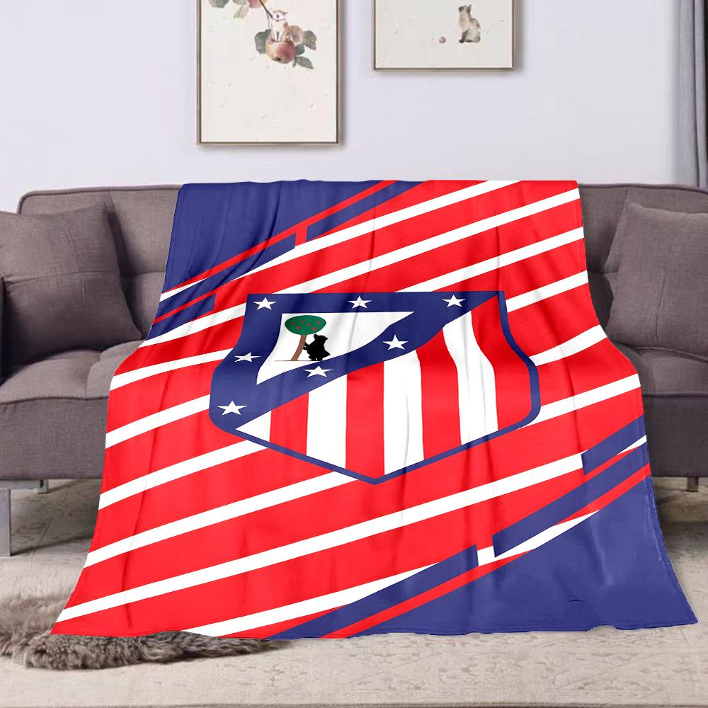 Red and Blue Shield with Tree and Bear Patterned flannel blanket perfect for the bedroom living room, sofa, or a little nap
