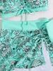 Bikini Due Pezzi Stampa Coulisse Vita Alta Taglie Forti Set Tre Pezzi Elegante