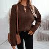 Vintage Knitwear Sweater Loose Long Sleeve V-Neck Pullover Solid Color Top Autumn Winter