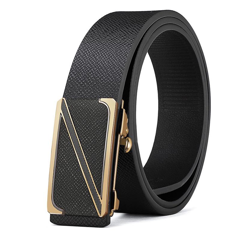

Мужской ремень из натуральной кожи с автоматической пряжкой Toothless, кожаный ремень для брюк, деловой, повседневный, для молодежи и среднего возраста, мужской ремень для брюк 125cm