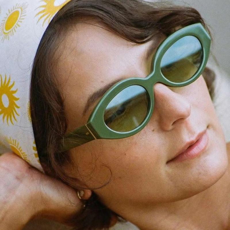 Small Frame Oval Sunglasses Women Men Simple Fashion Cat Eye Sun Glasses Camping Driving Shopping Shade Glasses