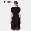 PORTS Women's Simple Round Neck Mesh Dress