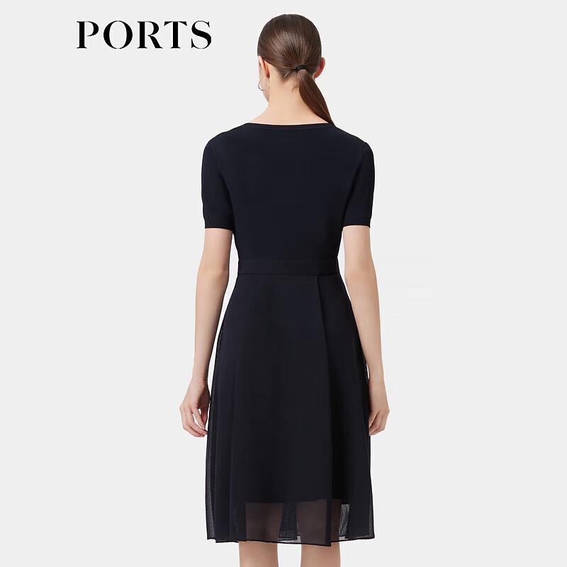 PORTS Women's Simple Round Neck Mesh Dress