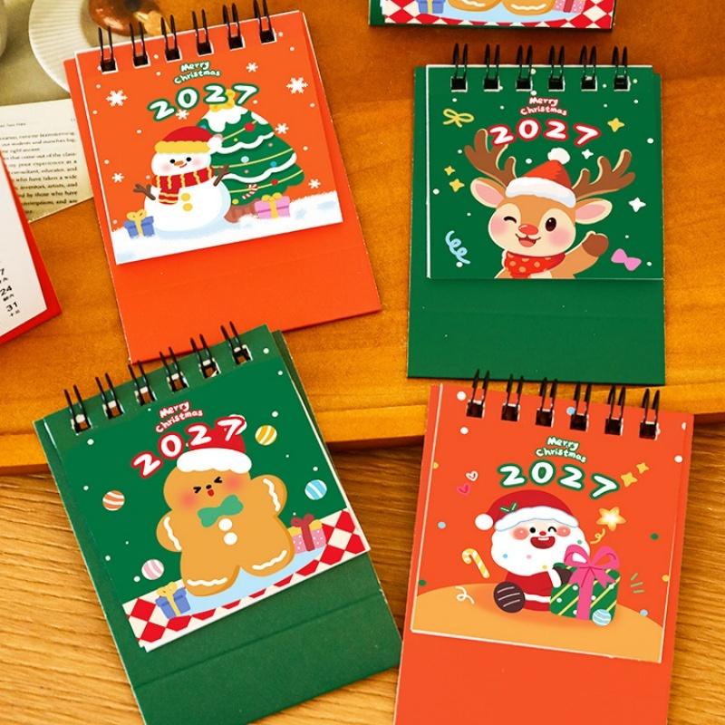 Creative Christmas 2027 Desk Calendar Cartoon Portable Schedule Planner Coil Binding Daily Planner Desktop Decoration