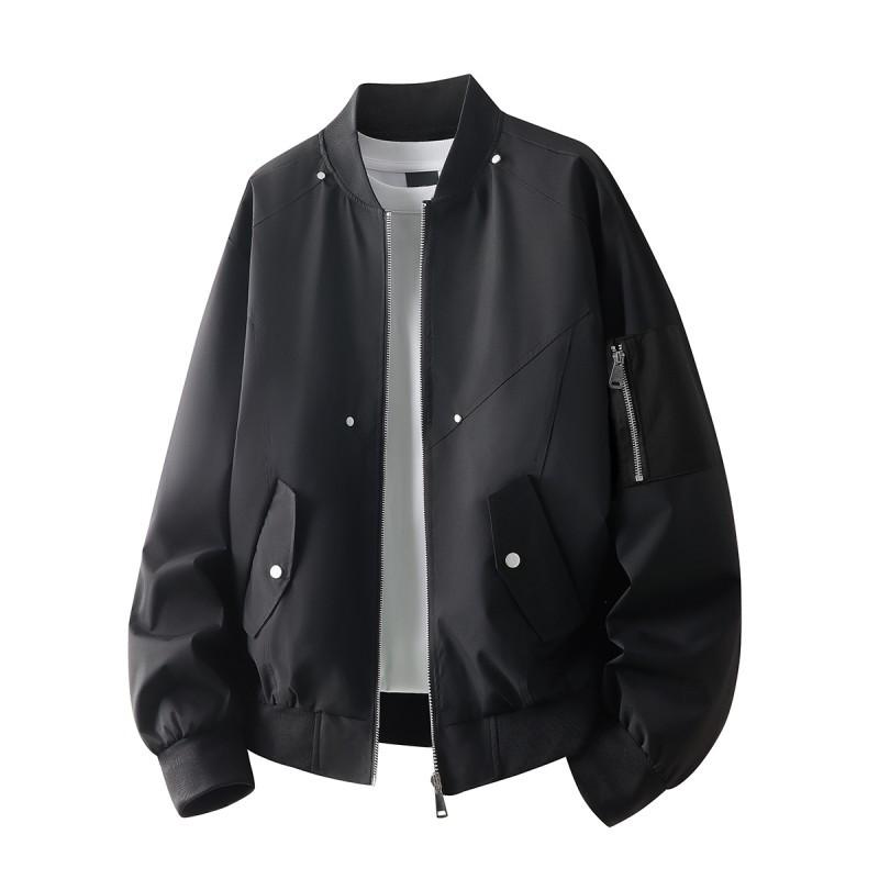 Solid Color Casual Versatile Baseball Suit Men s Sports Casual Jacket Versatile Jacket 2XL