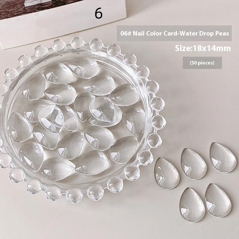 Mini Glass Nail Color Card Manicure Bean 3D Round Bead Transparent Glue Plate High-Quality Nail Polish Manicure Tool
