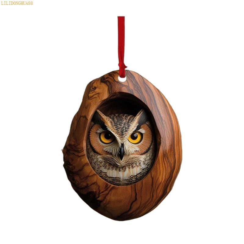 K1AE Festival Owl Styles Christmas Tree Hanging Ornament Craft of Sturdy 2D Acrylic Accessory for Home Decoration Use