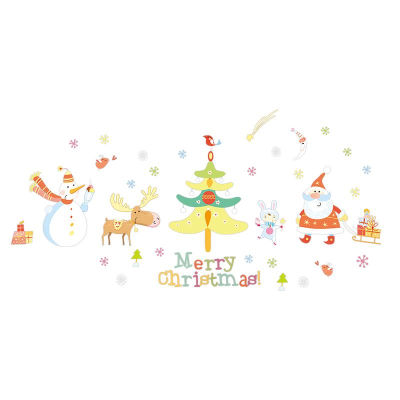 Christmas Tree Decorations, Electrostatic Glass Stickers, Festive Snowman and Reindeer Scene Decoration, Event Stickers