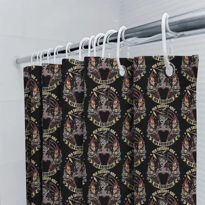 Gothic Horror Shower Curtain Skull Demon Halloween Decor Bathroom Set Spooky Vibes Dark Fantasy Home Textile Room Divider