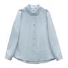 Spring Autumn Pure Cotton Women's Doll Collar Long Sleeve Shirt