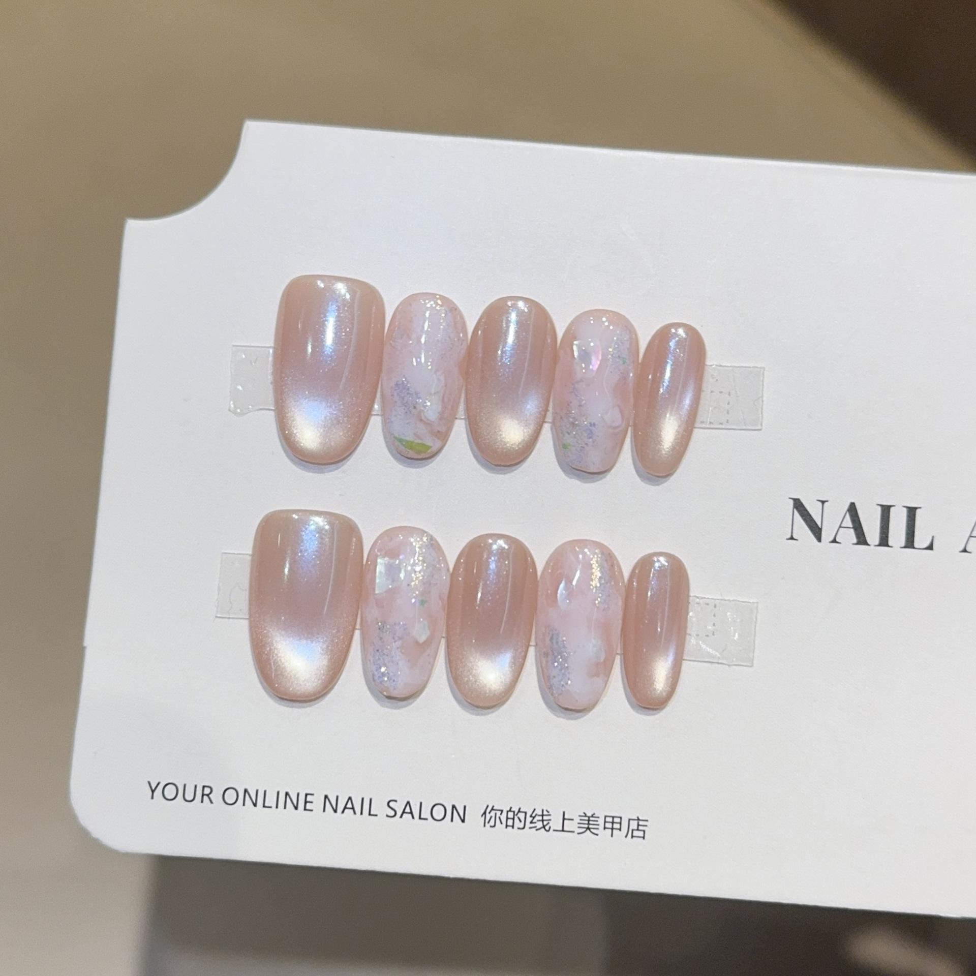 ins Hayley High Sense Pure Handmade Nail Temperament Whitening Boutique Acetic Acid Nail Art False Nail Patch XS