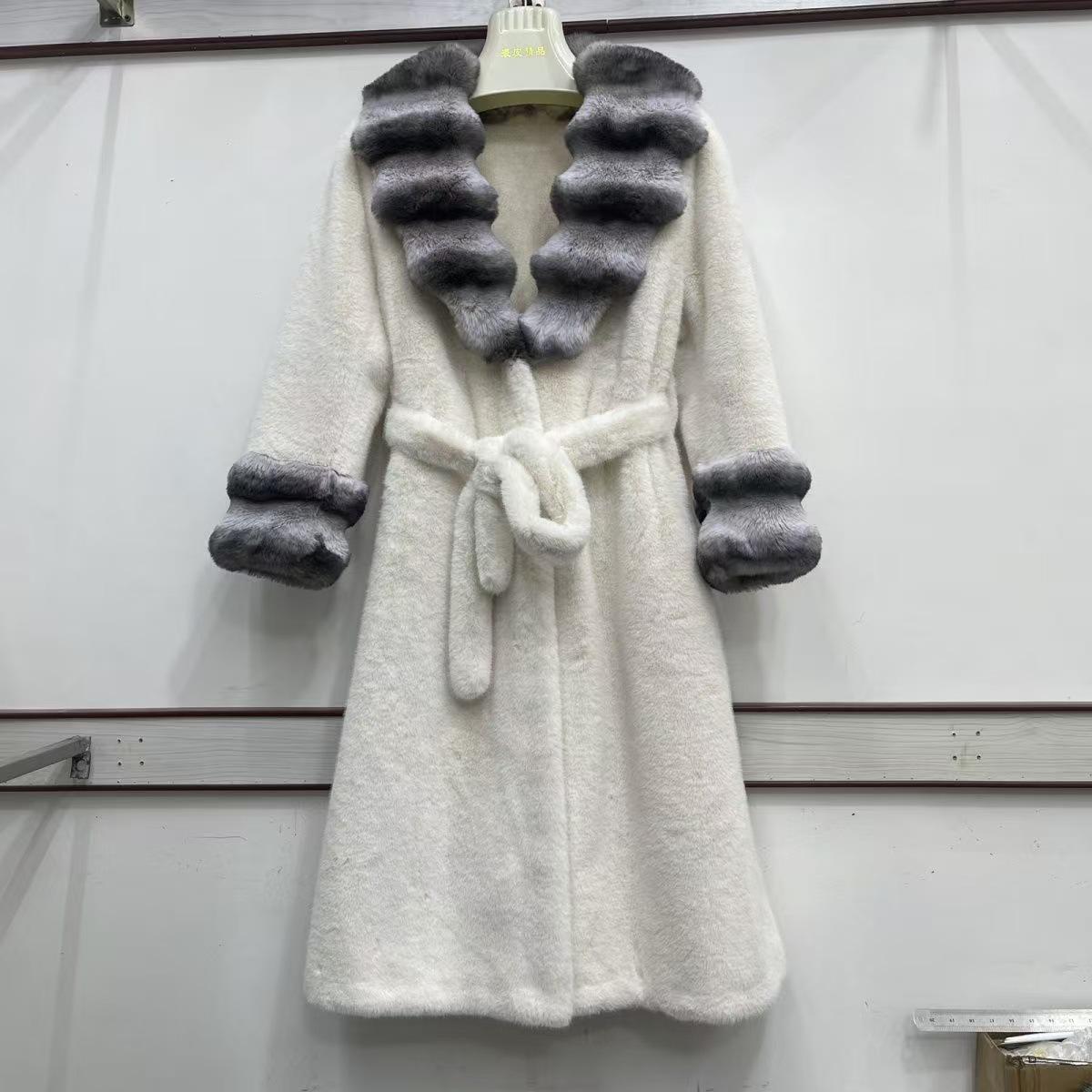 

Новая Мода Женская Шуба для Зимнего Тепла и Моды Искусственный Мех норки Длинное Пальто One size fits all белый