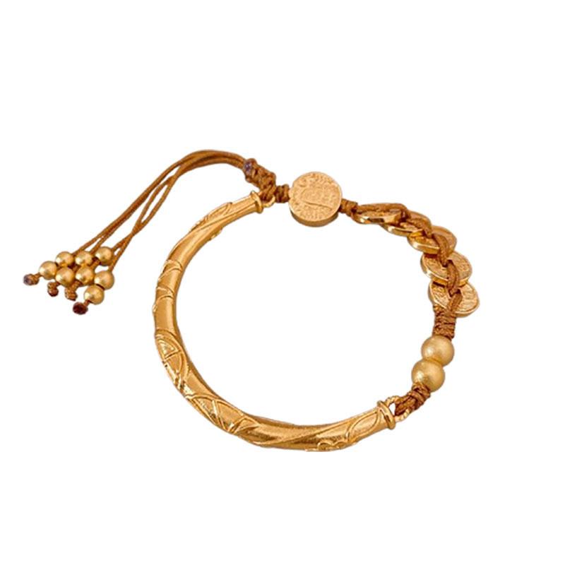 

New Chinese Style Adjustable Copper Bracelet With Gold Plating For Fashionable Women