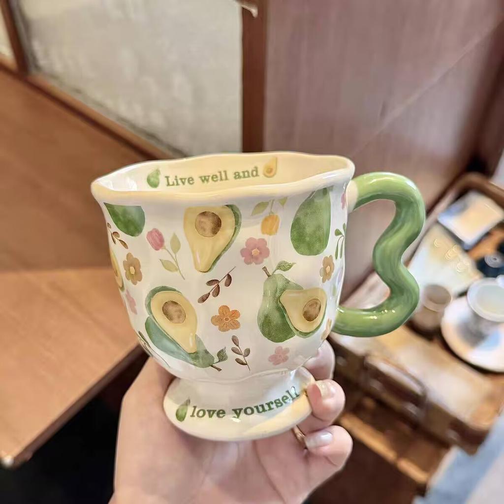 Ceramic Cup With Lid With Spoon High Value Mug Large Capacity Water Cup Women'S Home Office Coffee Teacup