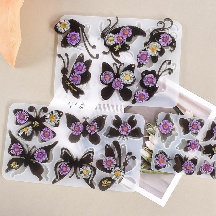 Silicone Keychain Mold for Butterfly Pendant Epoxy Casting Mould with Hole
