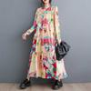New Large Size Loose Thin Fashion Long-sleeved Printed Mid-length Dresses