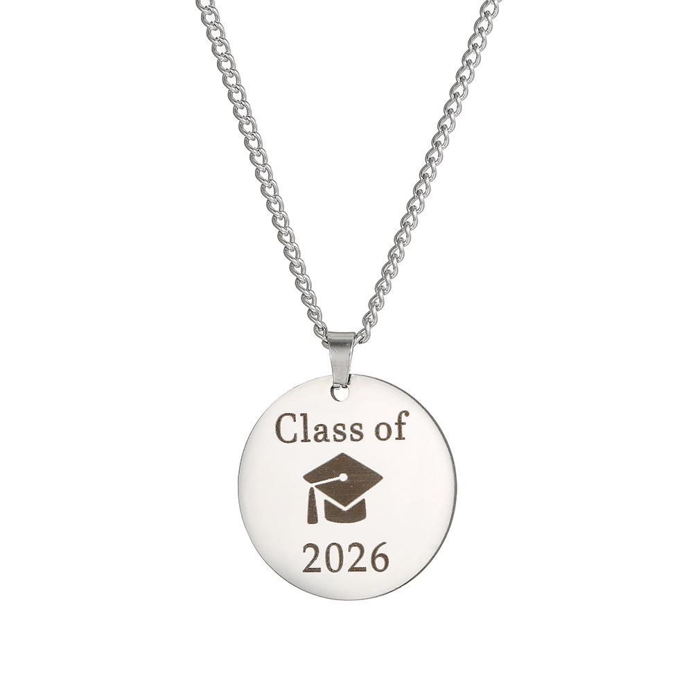 Custom Stainless Steel Graduation Cap Necklace with Laser-Engraved Pendant for Back-to-School Season