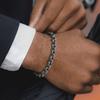 Chunky Belcher Round Chain Bracelets for Men Boys,Embossed Stainless Steel Braided Chain Wristband,Punk Jewelry Gifts