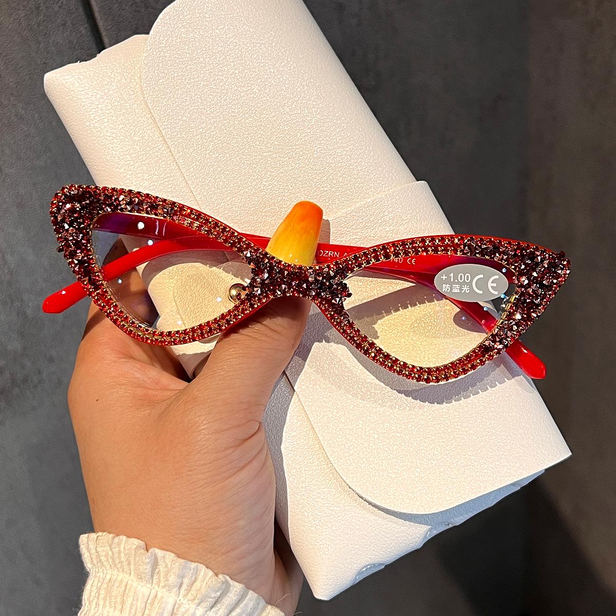 

Luxury Sexy Small Cat Eye Reading Glasses Women 2025 Trendy Retro Spring Leg Presbyopia Glasses Ladies Fashion Optical Eyewear 0 красный