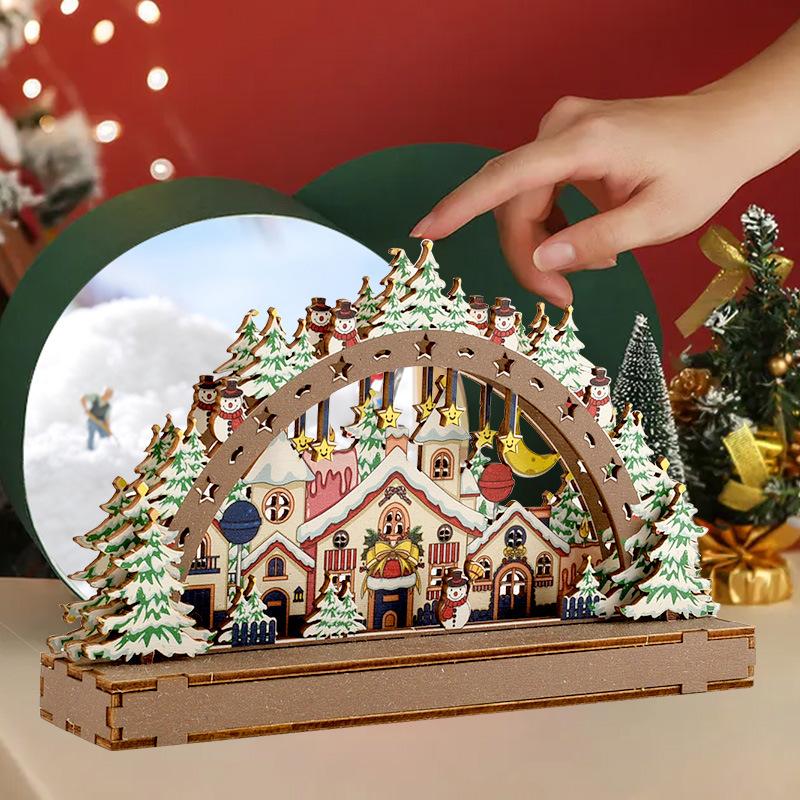 Christmas Decoration Wooden Handmade Exquisite DIY Christmas Ornament for Home Window Type 1