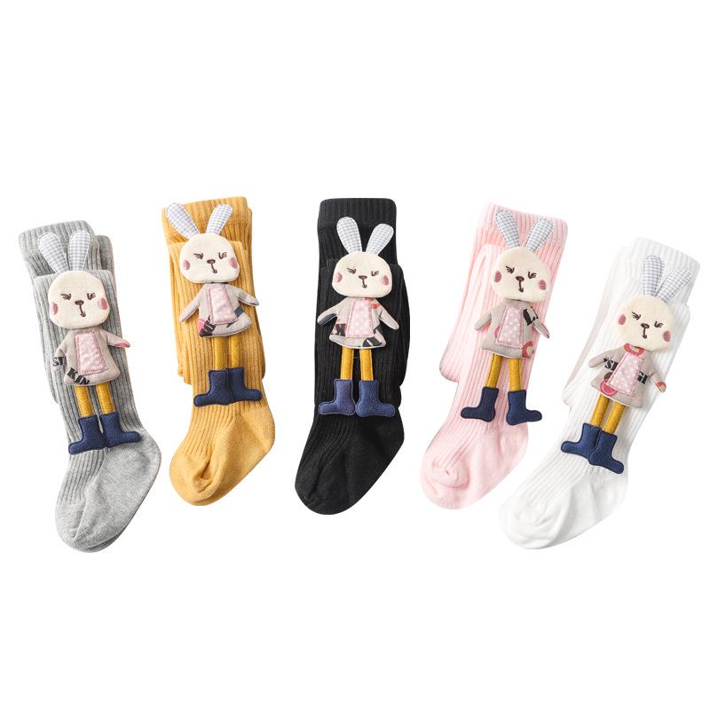 Girls' Thermal Leggings: 2020 New Style with Rabbit Design - Footed Baby and Toddler Tights for Spring and Autumn.
