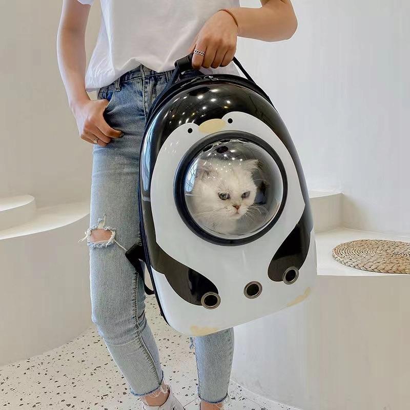 Mochila Para Transportar Animales Para Gatos Transportador Espacial Xl Pingüino Blanco