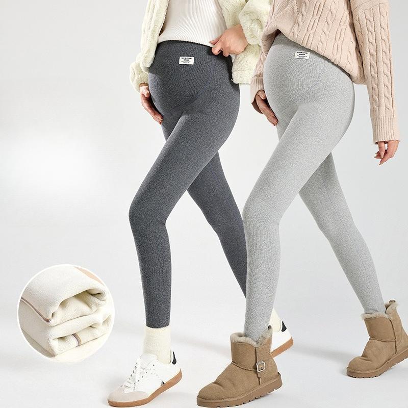 Maternity Leggings Winter Pregnancy Pants Outdoor Wear Fleece Lined Thick Warm Cotton Trousers