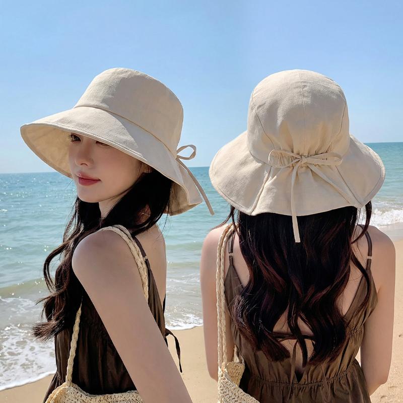 Summer outdoor large brim sun hat, children's sun hat, Korean version fashionable bow fisherman hat