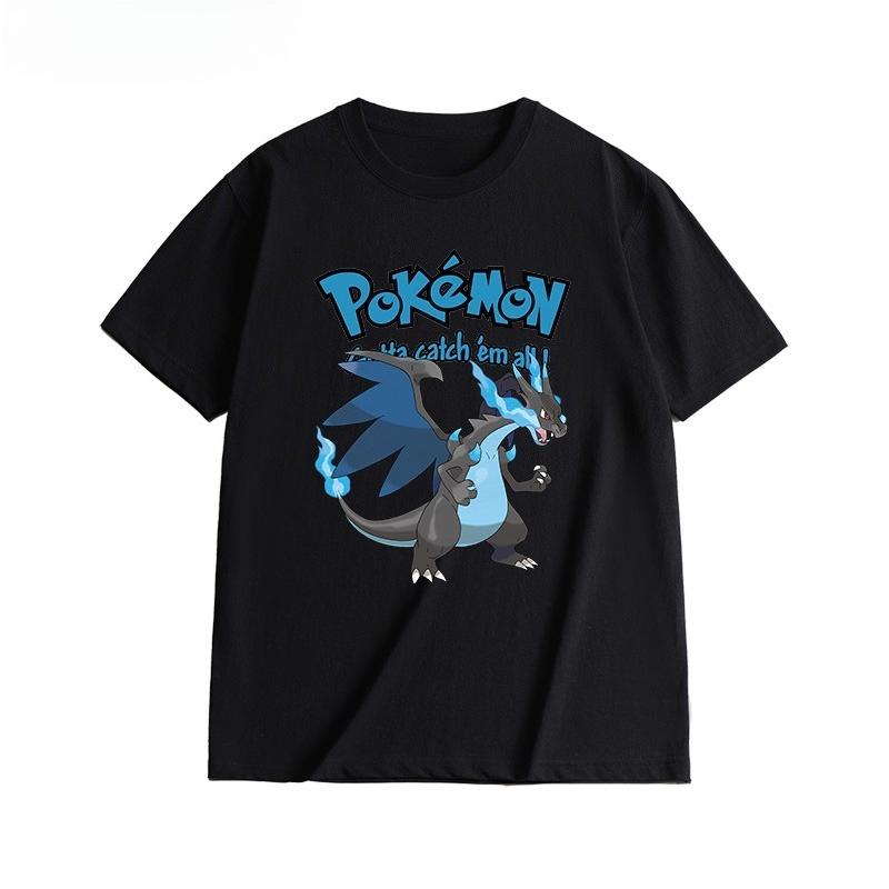 MINISO Pokemon Couple Short Sleeve Cartoon Psyduck  Number T-Shirt Cute Men Women Couples Y2k Children Outdoor Sports T-Shirts