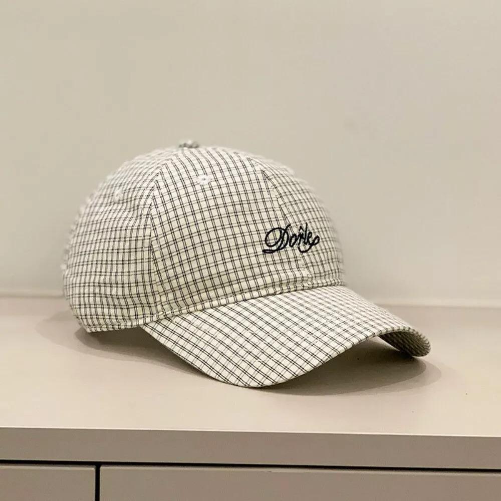 Breathable Baseball Cap Plaid Embroidery Sun Hat Fashion Peaked Cap