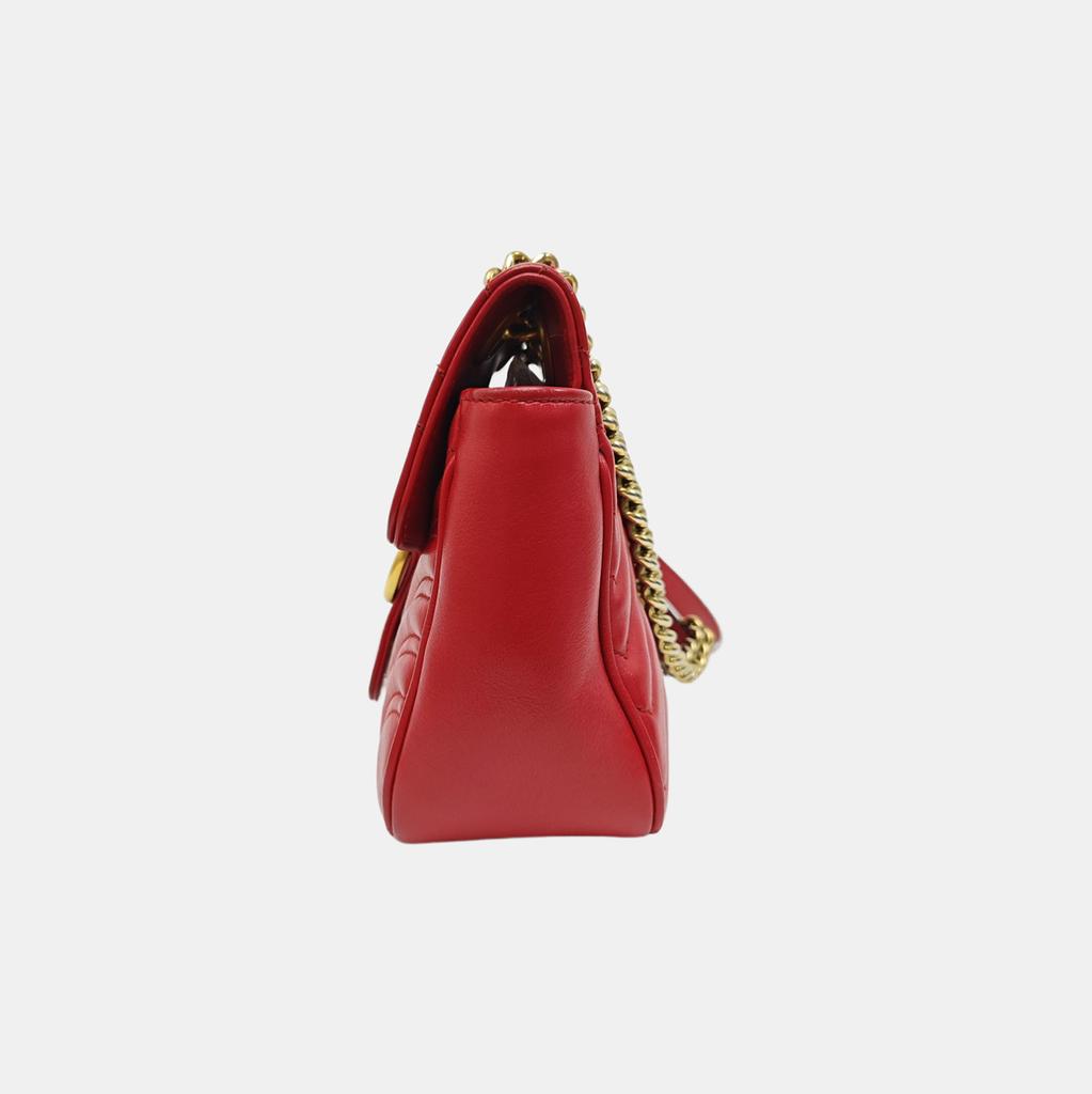 [Pre-Owned] Gucci GG Marmont Small Matelassé Shoulder Bag 'Red' - Very Good #1PW02BC