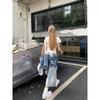 Versatile Loose High-Waisted Straight-Leg Pants Vintage Distressed Jeans for Women Stylish