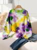 Women's Floral Tie-Dye Knit Sweater Pullover
