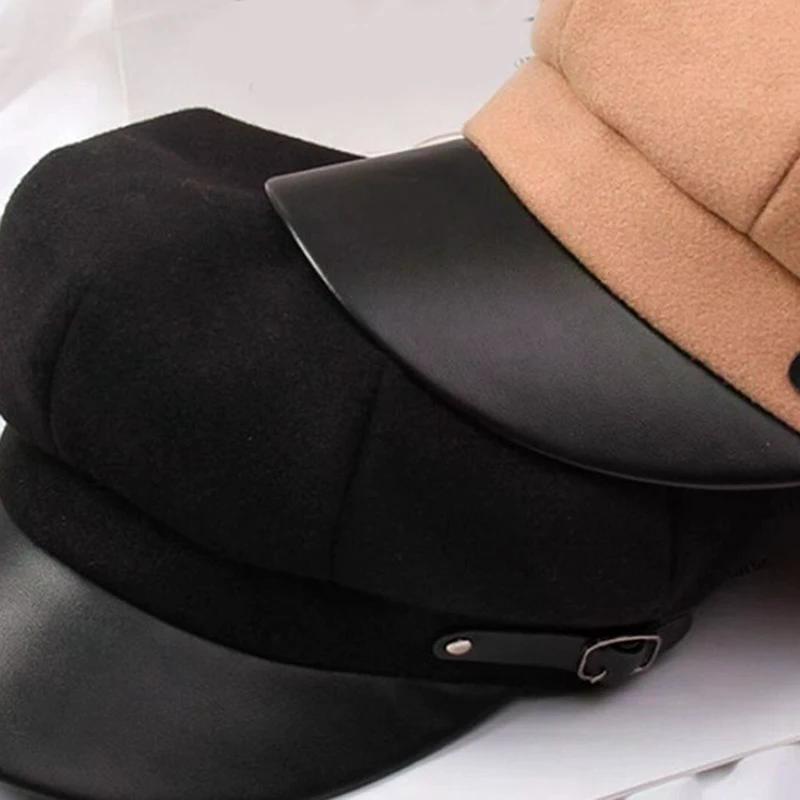 Vintage Baskenmütze Newsboy Mütze Verstellbare Herbst Wintermütze Baskenmütze Achteckige Kappe Weiche Wollmütze Für Frauen Baskenmützen Malermütze