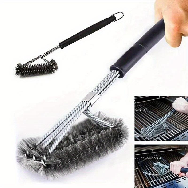Barbecue Grill Stainless Steel BBQ Brush Wire Bristles Non-stick Cleaning Brushes with Handle Remove Stains BBQ Accessories
