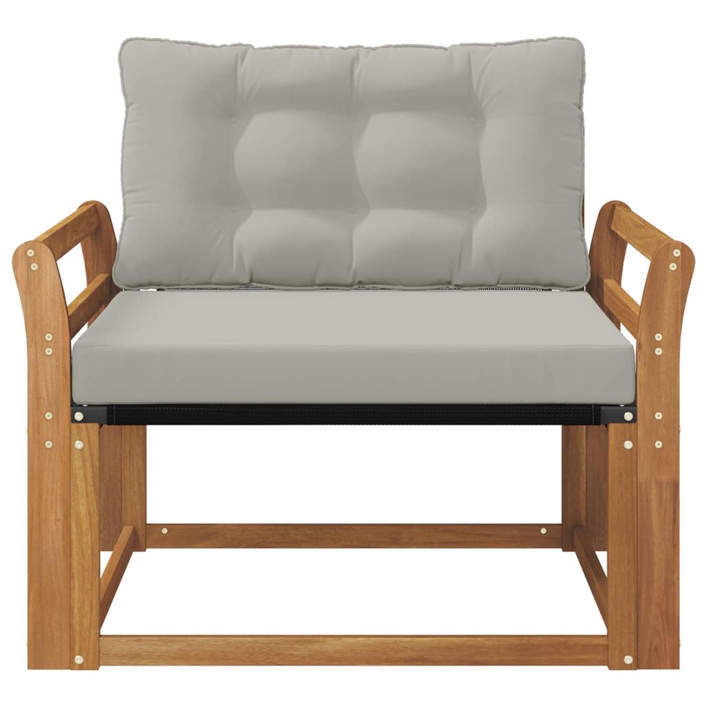 Outdoor Sofa Set Solid Acacia Wood and Textilene Natural